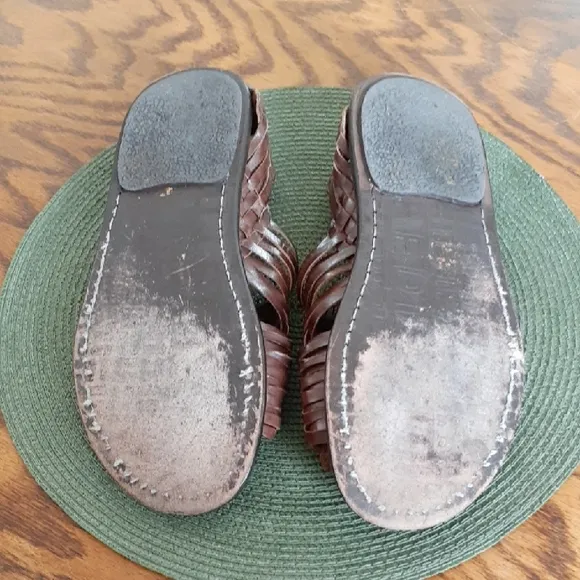 BED STU Brown Woven Leather Huache Sandals Size 10