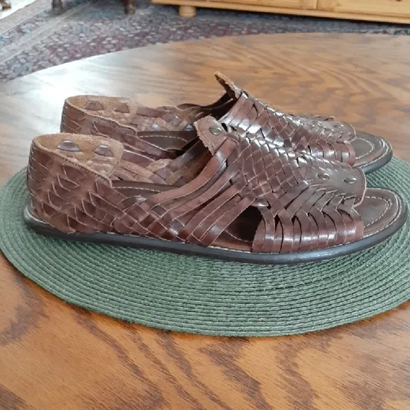 BED STU Brown Woven Leather Huache Sandals Size 10