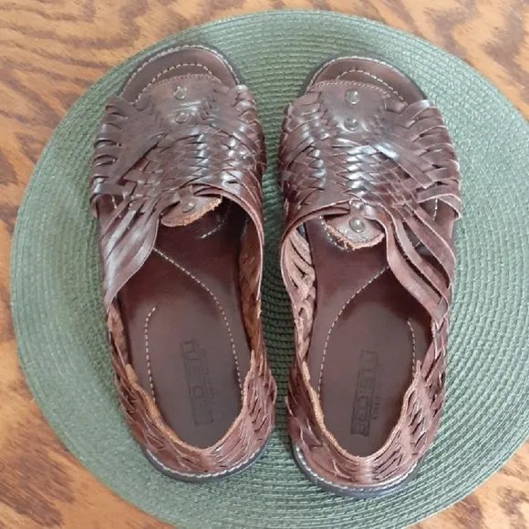 BED STU Brown Woven Leather Huache Sandals Size 10