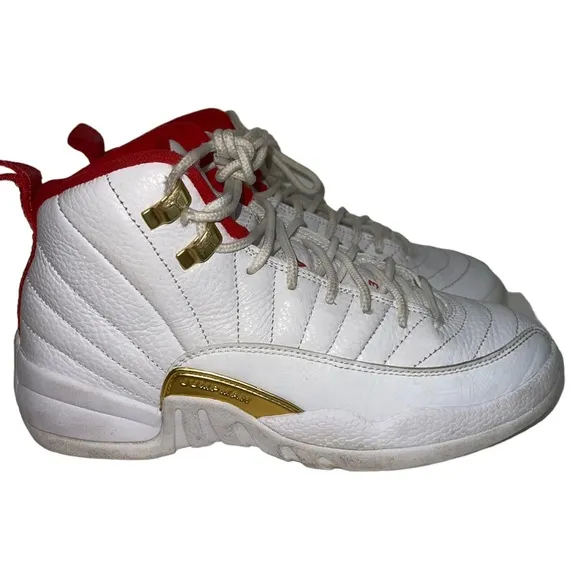 Big Boys Air Jordan 12 Retro “Fiba” White/Red Sneakers - 5Y (Women’s 6.5)