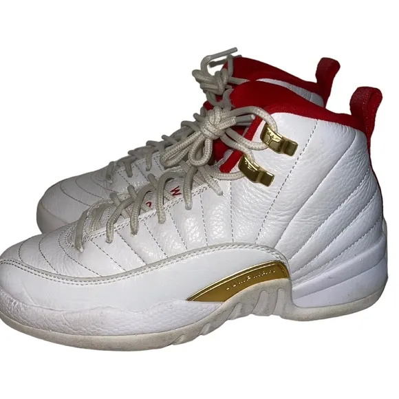 Big Boys Air Jordan 12 Retro “Fiba” White/Red Sneakers - 5Y (Women’s 6.5)