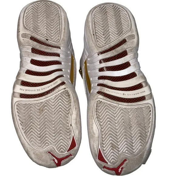 Big Boys Air Jordan 12 Retro “Fiba” White/Red Sneakers - 5Y (Women’s 6.5)