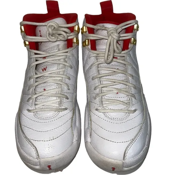 Big Boys Air Jordan 12 Retro “Fiba” White/Red Sneakers - 5Y (Women’s 6.5)