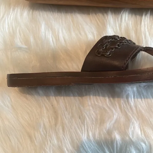 Blowfish leather sandals Sz 7 slide on flat sole NEW