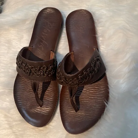 Blowfish leather sandals Sz 7 slide on flat sole NEW