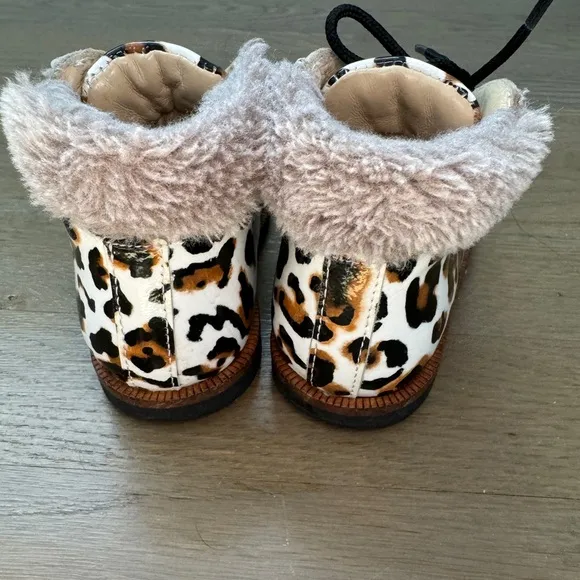 Blublonc patent leather toddler booties ankle shoes animal print size 5