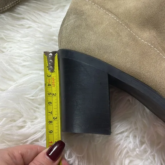 BP . Surina Western Boot in Tan Smoke Suede Block Heel Boots Booties