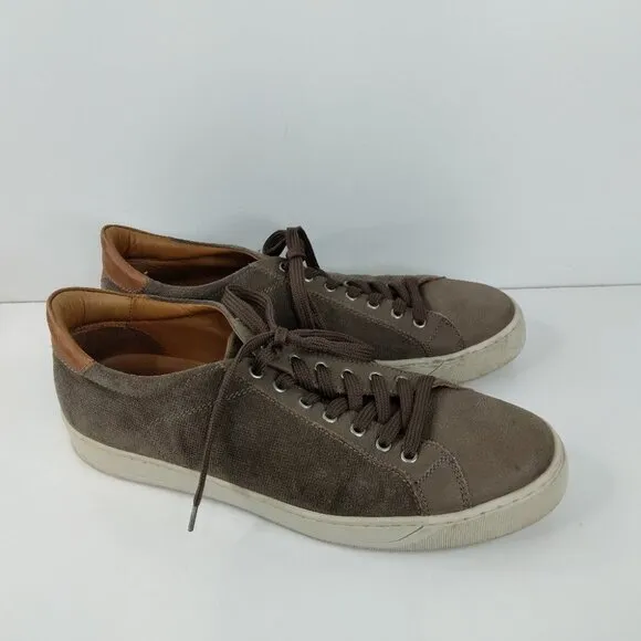 Broletto Taupe Leather Lace Up Sneakers Size 13