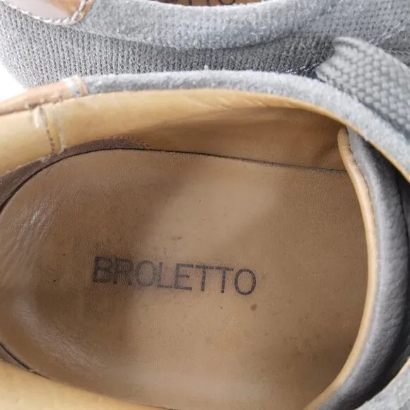 Broletto Taupe Leather Lace Up Sneakers Size 13