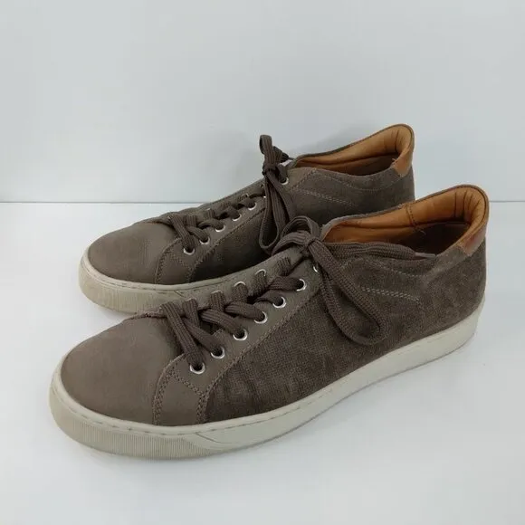 Broletto Taupe Leather Lace Up Sneakers Size 13