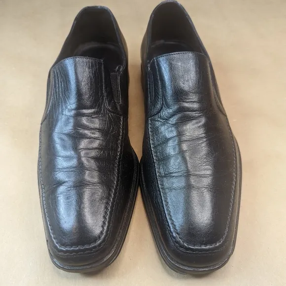 Bruno Magli &quot;Raging&quot; black calf leather slip on loafer men's size 7.5M shoes.