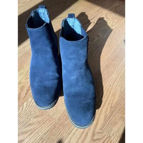 Bruno Marc Blue Suede Leather Chelsea Ankle Boots Men’s Size 10.5