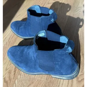 Bruno Marc Blue Suede Leather Chelsea Ankle Boots Men’s Size 10.5