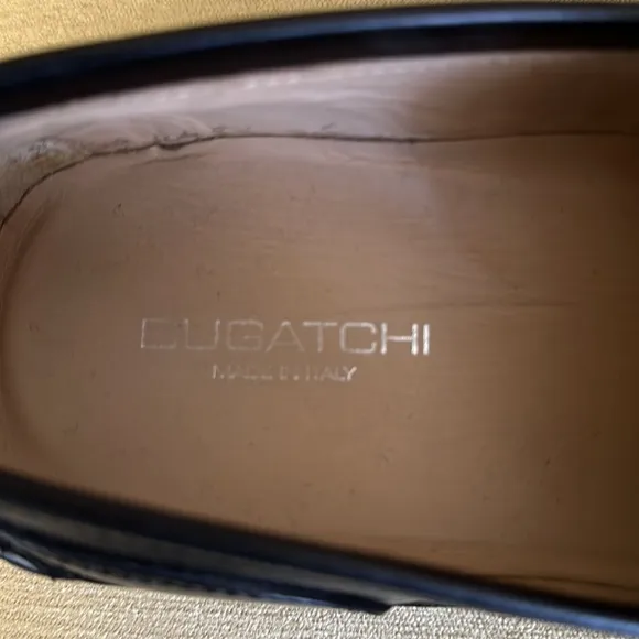 Bugatchi Men’s Black Leather Loafer Slip On Dress Shoe Size 11 Made in Italy