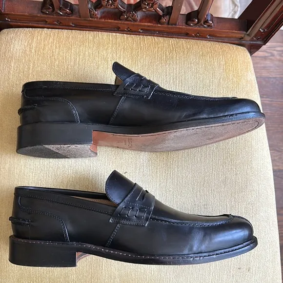 Bugatchi Men’s Black Leather Loafer Slip On Dress Shoe Size 11 Made in Italy
