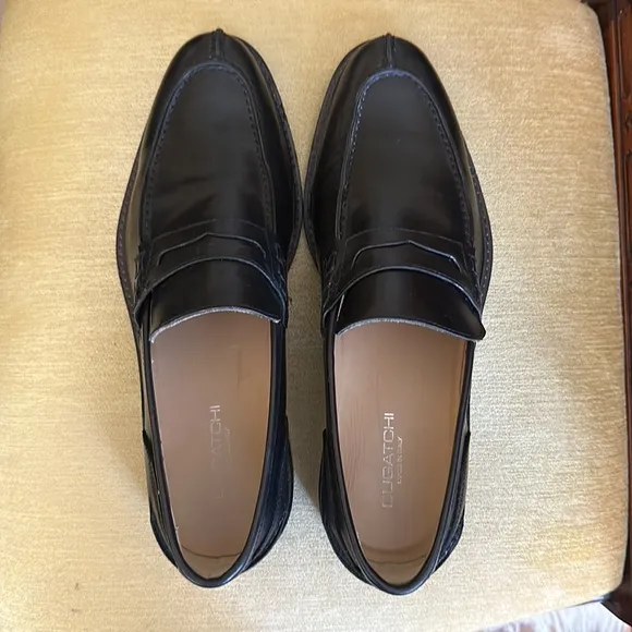 Bugatchi Men’s Black Leather Loafer Slip On Dress Shoe Size 11 Made in Italy