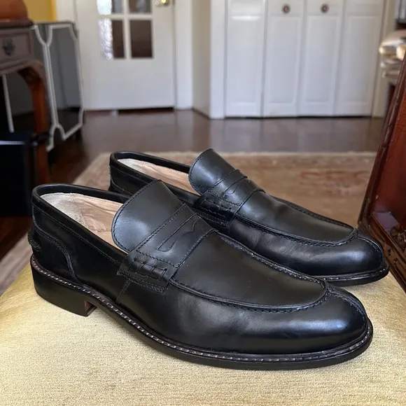 Bugatchi Men’s Black Leather Loafer Slip On Dress Shoe Size 11 Made in Italy