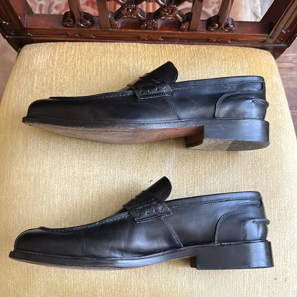 Bugatchi Men’s Black Leather Loafer Slip On Dress Shoe Size 11 Made in Italy