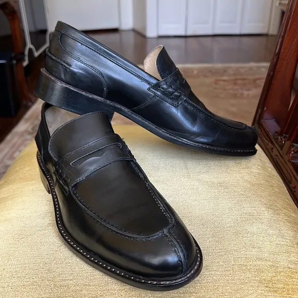 Bugatchi Men’s Black Leather Loafer Slip On Dress Shoe Size 11 Made in Italy