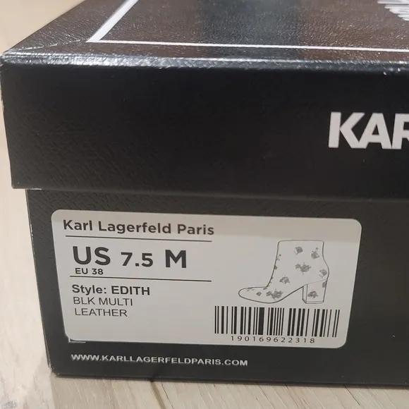 C- Karl Lagerfeld Edith floral suede black boots