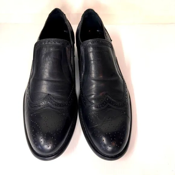 CACHAREL Slip On Oxford Brogues Mens EU 43 Black Leather Dressy Business Casual