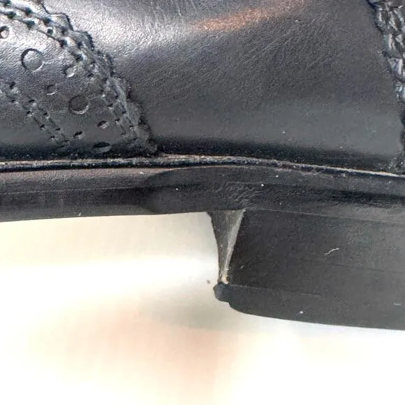 CACHAREL Slip On Oxford Brogues Mens EU 43 Black Leather Dressy Business Casual