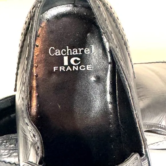 CACHAREL Slip On Oxford Brogues Mens EU 43 Black Leather Dressy Business Casual