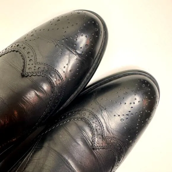 CACHAREL Slip On Oxford Brogues Mens EU 43 Black Leather Dressy Business Casual