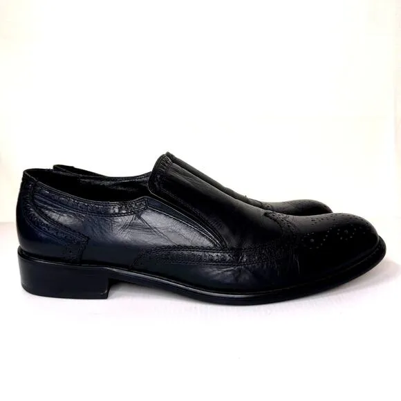 CACHAREL Slip On Oxford Brogues Mens EU 43 Black Leather Dressy Business Casual