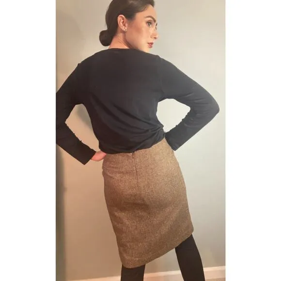 Calypso Cristianne Celle Wool Tweed Pencil Straight Skirt Classic Elegance ~Sz M