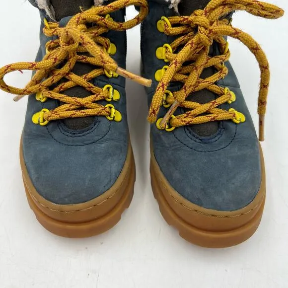Camper Brutus Navy Blue Leather &amp; Nubuck Ankle Boots Lug Sole