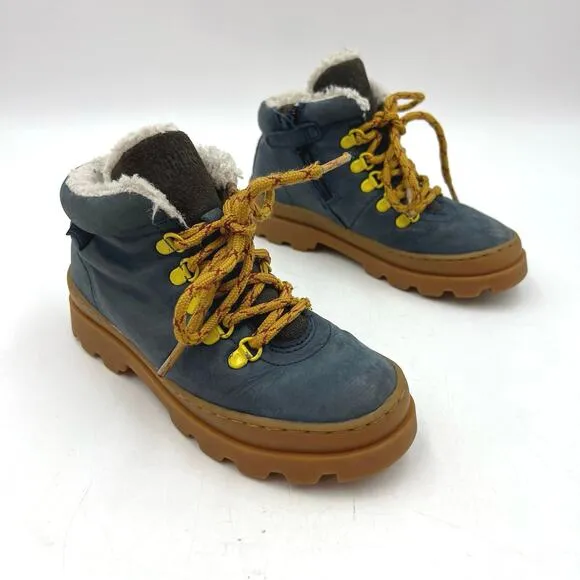 Camper Brutus Navy Blue Leather &amp; Nubuck Ankle Boots Lug Sole