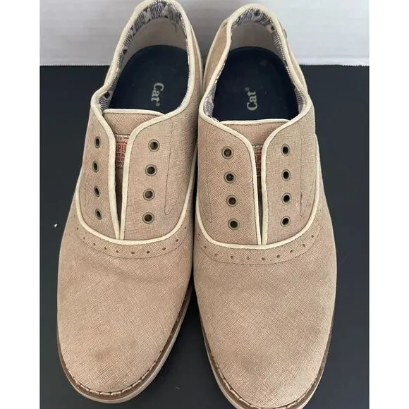 Caterpillar Men's‎ Casual Oxford Shoes Beige Suede Slip-On Comfort Loafers