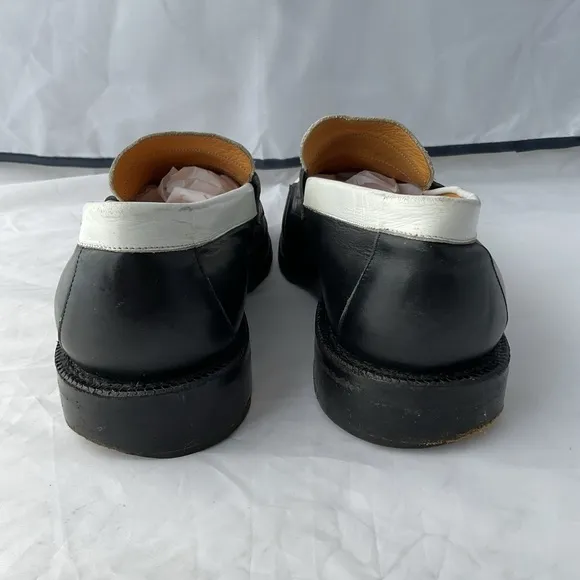 Charles de Batz Italian Black and White Slip-On Penny Loafers