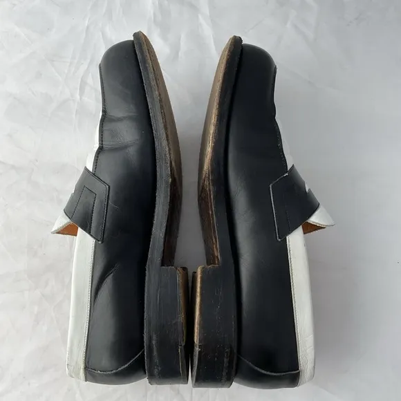 Charles de Batz Italian Black and White Slip-On Penny Loafers