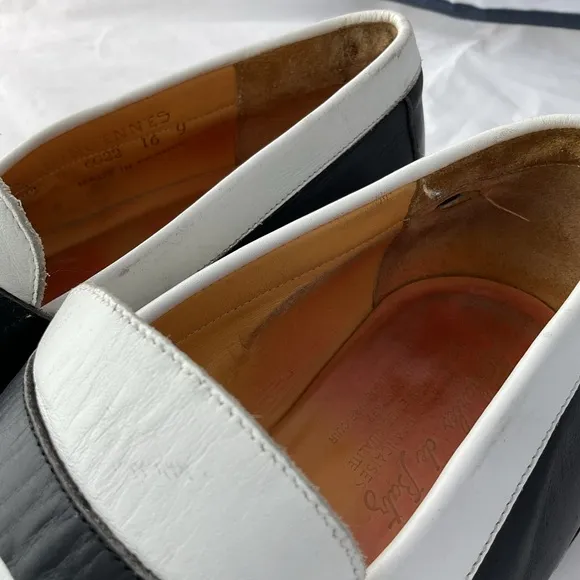 Charles de Batz Italian Black and White Slip-On Penny Loafers