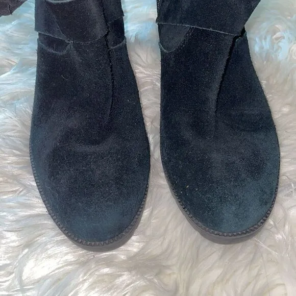 Clarks Artisan Black Suede Malvet Doris Heeled Mid Calf Boots