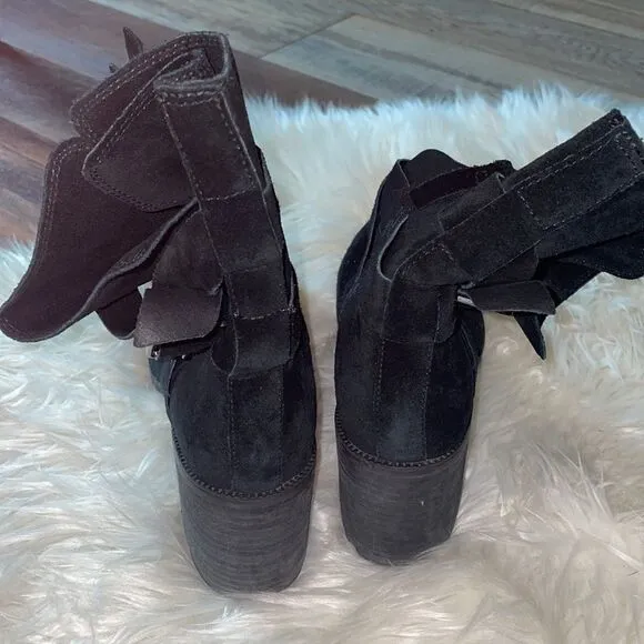 Clarks Artisan Black Suede Malvet Doris Heeled Mid Calf Boots