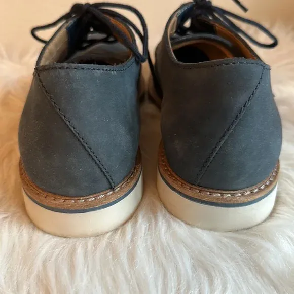 Clarks Atticus LT Derby Lace Oxford Shoes Navy Blue Nubuck Leather Size 7M