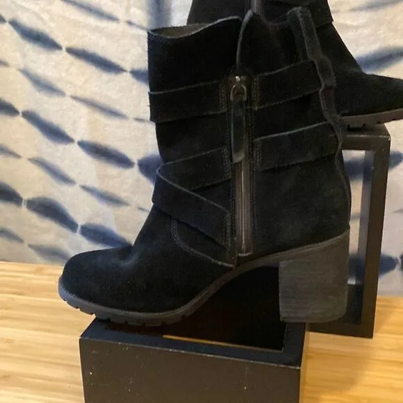 Clarks black suede zip up ankle boots