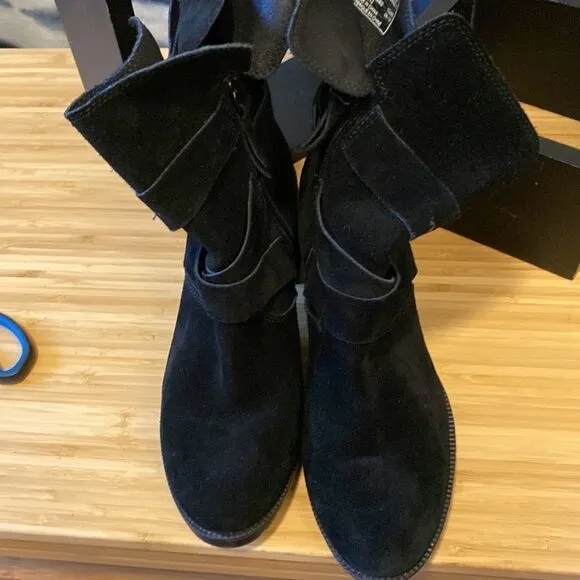 Clarks black suede zip up ankle boots
