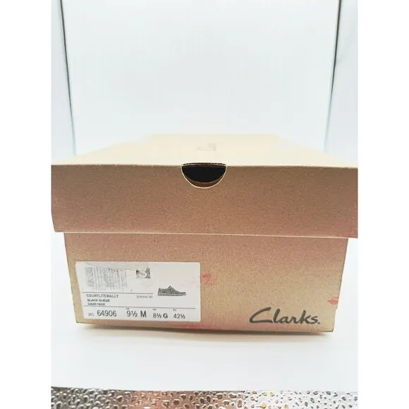 Clarks Court Lite Wally Black/White Suede Size 9.5 Mens New in Box‎