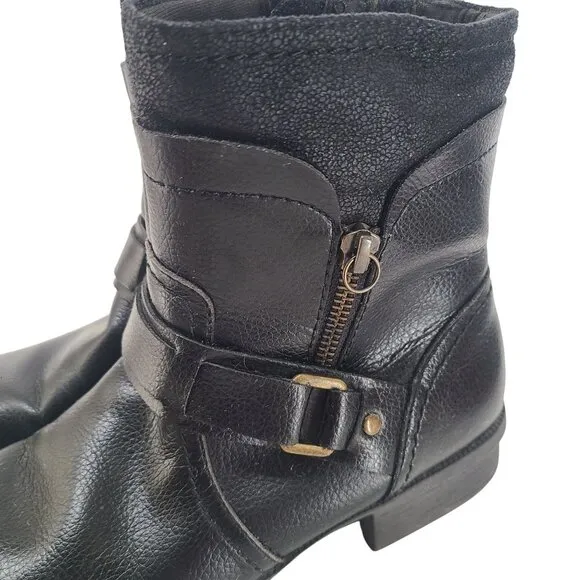 Clarks Riddle Avant Ankle Boots Booties Womens Size 7 Black Leather Moto Biker