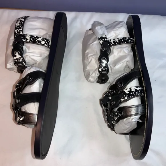 Coach gladiator Flat Sandals Sz 5.5B leather New dust bag