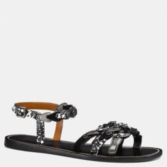 Coach gladiator Flat Sandals Sz 5.5B leather New dust bag