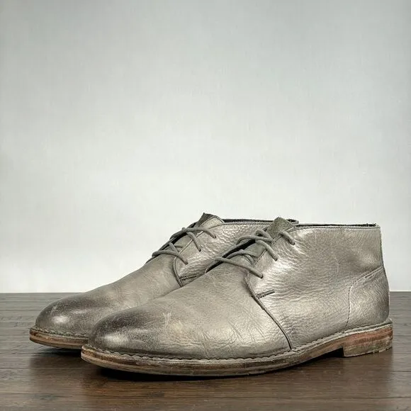 Cole‎ Haan Gleen Chukka Boots Mens 11.5 Grey Leather Lace Up Preppy Classic Boot