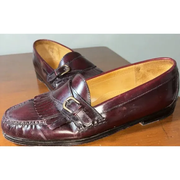 Cole Haan Mens 11 D Monk Strap Loafer Burgundy C03516 Pinch Buckle Shoes
