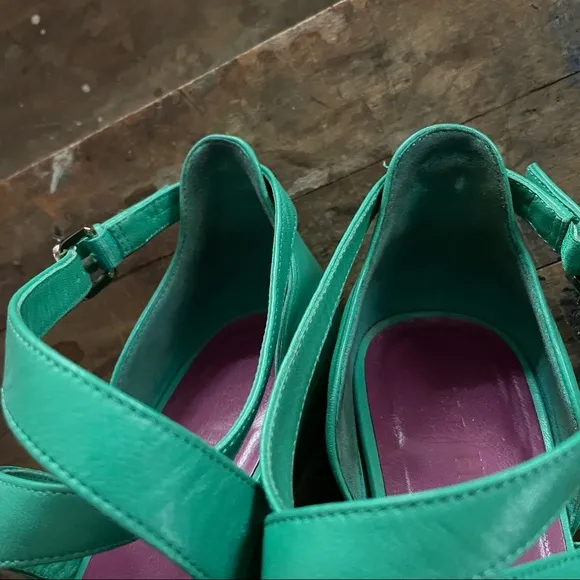 Cole Haan teal green wedge sandals