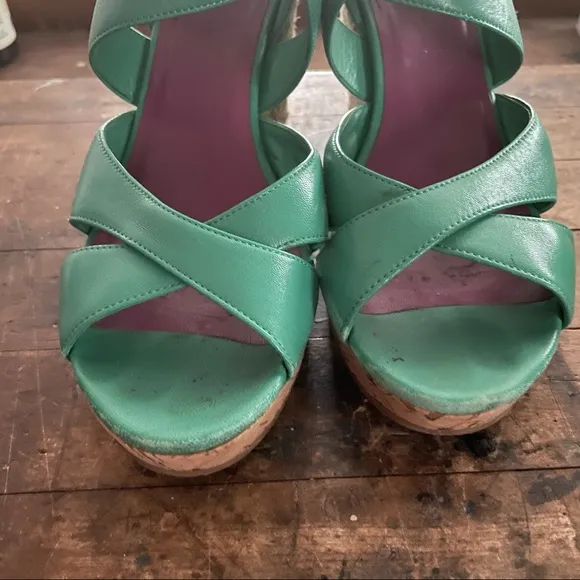 Cole Haan teal green wedge sandals