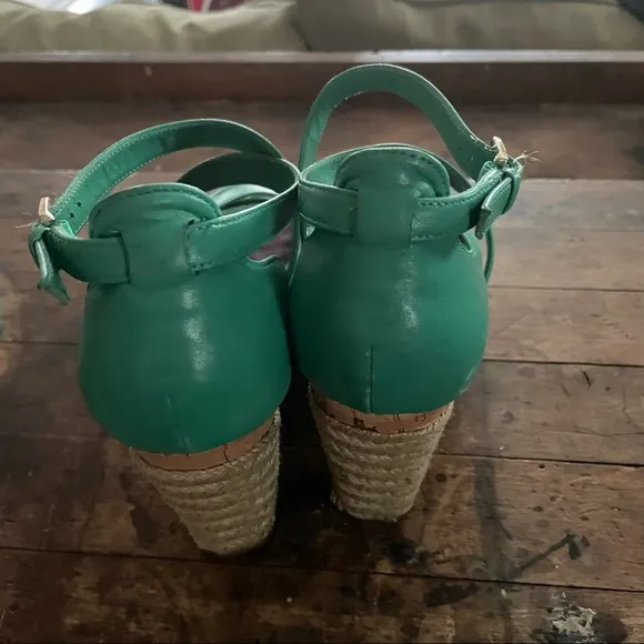 Cole Haan teal green wedge sandals